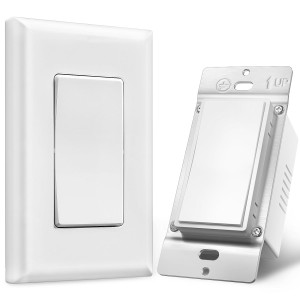 Interruptor de luz inalámbrico de 3 vías Suraielec, alambre neutral requerido, tierra, 15a de alta potencia, rango de 100 pies, sin cableado sin wifi, interruptores de luz de control remoto expandibles para lámpara, luz de techo, ventilador