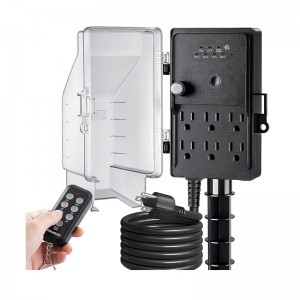 Temporizador de apuestas de energía al aire libre de Suraielec, control remoto inalámbrico de 100 pies, temporizador de anochecer al amanecer, enchufes de 6 conectados a tierra, cable de extensión de 6 pies, para decoración de Halloween, luces, jardín