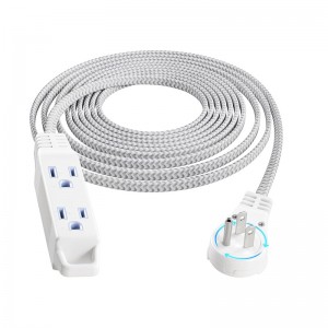 Cable de extensión giratoria Suraielec 360 ° 6 pies con múltiples salidas, enchufe de pared plana trenzada de 3 salidas, cable de extensión blanca delgada de 16 awg para luces de Navidad, espacios pequeños, encabezado de ángulo recto, ETL enumerado