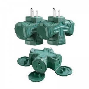 Suraielec Adaptador de pared de triple de 3 vías, 3 paquete al aire libre 1 a 3 divisor de salida, extensor de salida de múltiples enchufes, expansor de enchufe múltiple eléctrico impermeable para un crucero de garaje exterior, verde, ETL listado