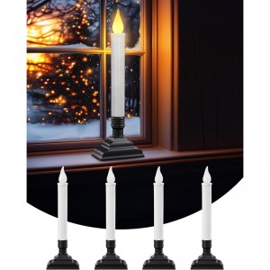 SURAIELEC 4 PACK CANDLES DE VENTANA PACHADAS, luces de ventana de anochecer con candelabros extraíbles, candelabros sin llama LED para ventana de Navidad, repisa, mesa de comedor, negro mate