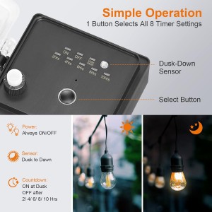 Temporizador de luz de estaca de potencia al aire libre de Suraielec, anochecer a amanecer, 6 Strip de alimentación eléctrica resistente a la intemperie, salida múltiple de cable de extensión de 6 pies para luces de patio, rociador, jardín, decoraciones navideñas