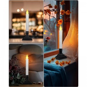 SURAIELEC 4 PACK CANDLES DE VENTANA PACHADAS, luces de ventana de anochecer con candelabros extraíbles, candelabros sin llama LED para ventana de Navidad, repisa, mesa de comedor, negro mate