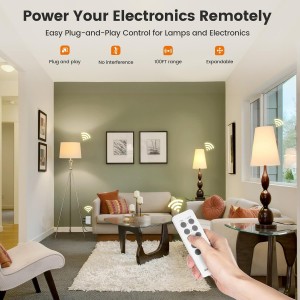 Kit de interruptor de salida de control remoto inalámbrico de Suraielec - 5 salidas + 2 remotos, 15 amperios, 100 pies de largo alcance, sin interferencia, para luces, ventiladores, luces de Navidad, electrodomésticos pequeños