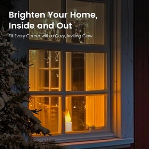 SURAIELEC 4 PACK CANDLES DE VENTANA PACHADAS, luces de ventana de anochecer con candelabros extraíbles, candelabros sin llama LED para ventana de Navidad, repisa, mesa de comedor, negro mate