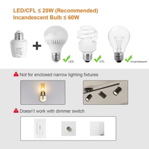 Tabón de luz de control remoto de Suraielec, base de bombilla E26 E26, rango de 100 pies, interruptor de luz inalámbrico de montaje en la pared para lámparas, lámpara de cadena de extracción, cuerda de extracción (5 enchufes 2 remotos, versión más corta)