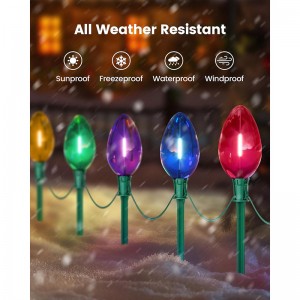 Luces navideñas de Suraielec Jumbo C9, Luces de camino de Navidad de 20 pies C9 al aire libre, 10 bombillas Giant de Multi Color, 10 estacas de tierra, luces de pasarela para decoraciones de jardín de césped de patio navideño, UL Listado