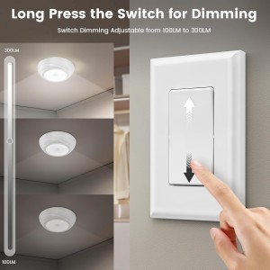 Luz de techo de la batería de Suraielec con interruptor de pared, luz del sensor de movimiento interior, interruptor de pared inalámbrico remoto, 6500k, 300 lm, luz de techo alimentada por la batería para armario, despensa, lavandería y cobertizo, 1 paquete