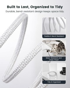Cable de extensión giratoria Suraielec 360 ° 6 pies con múltiples salidas, enchufe de pared plana trenzada de 3 salidas, cable de extensión blanca delgada de 16 awg para luces de Navidad, espacios pequeños, encabezado de ángulo recto, ETL enumerado