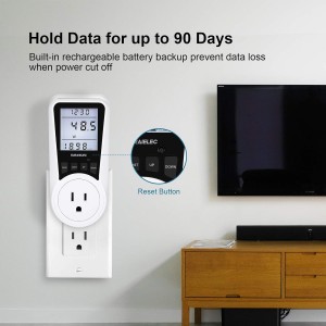 Medidor de vatios Suraielec, medidor de alimentación de enchufe, calculadora de costos automáticos, pantalla grande retroiluminada, protección contra sobrecarga, probador de voltaje de kilovatio probador de amplificador, monitor de energía eléctrica de uso de electricidad