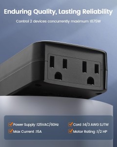 Temporizador de luz para exteriores de Suraielec al amanecer, 2 Temporizador de sensores de vapor eléctrico, Temporizador de cuenta regresiva de 8/6/4/2 horas, Temporizador de fotocélula resistente a la intemperie para Navidad, luces al aire libre, 15a, ETL, 2 paquete
