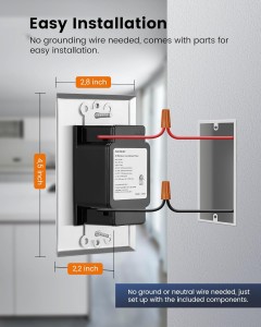 Interruptor de temporizador de cuenta regresiva mecánica de Suraielec con placa de metal de estilo comercial, hasta 60 minutos, temporizador de herida de resorte en la pared, no se necesita cable neutral, ideal para hogares y oficinas, ETL listado