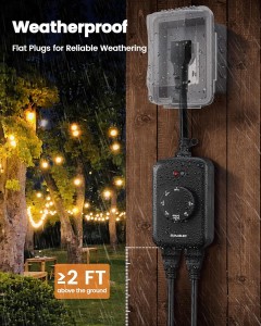 Temporizador de luz para exteriores de Suraielec al amanecer, 2 Temporizador de sensores de vapor eléctrico, Temporizador de cuenta regresiva de 8/6/4/2 horas, Temporizador de fotocélula resistente a la intemperie para Navidad, luces al aire libre, 15a, ETL, 2 paquete