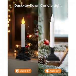 SURAIELEC 4 PACK CANDLES DE VENTANA PACHADAS, luces de ventana de anochecer con candelabros extraíbles, candelabros sin llama LED para ventana de Navidad, repisa, mesa de comedor, negro mate