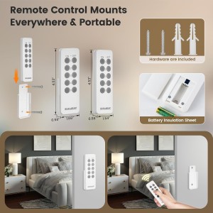 Kit de interruptor de salida de control remoto inalámbrico de Suraielec - 5 salidas + 2 remotos, 15 amperios, 100 pies de largo alcance, sin interferencia, para luces, ventiladores, luces de Navidad, electrodomésticos pequeños