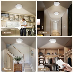 Luz de techo de la batería de Suraielec con interruptor de pared, luz del sensor de movimiento interior, interruptor de pared inalámbrico remoto, 6500k, 300 lm, luz de techo alimentada por la batería para armario, despensa, lavandería y cobertizo, 1 paquete
