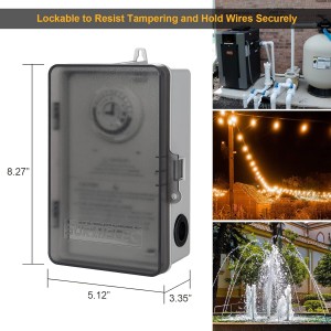 Temporizador de la piscina de Suraielec, interruptor de temporizador mecánico de ciclo de 24 horas, 40 amperios, 2hp, 120, 240, 277 VAC, caja de temporizador de controlador de piscina de servicio pesado en interiores al aire libre para bomba de piscina, calentador de agua, spa, potentes electrodomésticos
