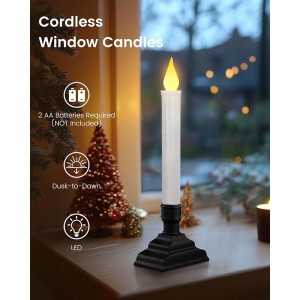 SURAIELEC 4 PACK CANDLES DE VENTANA PACHADAS, luces de ventana de anochecer con candelabros extraíbles, candelabros sin llama LED para ventana de Navidad, repisa, mesa de comedor, negro mate