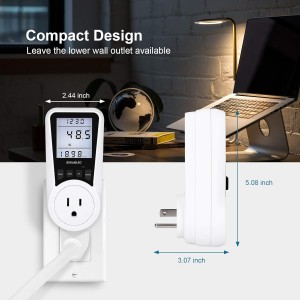Medidor de vatios Suraielec, medidor de alimentación de enchufe, calculadora de costos automáticos, pantalla grande retroiluminada, protección contra sobrecarga, probador de voltaje de kilovatio probador de amplificador, monitor de energía eléctrica de uso de electricidad