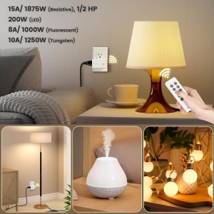 Kit de interruptor de salida de control remoto inalámbrico de Suraielec - 5 salidas + 2 remotos, 15 amperios, 100 pies de largo alcance, sin interferencia, para luces, ventiladores, luces de Navidad, electrodomésticos pequeños