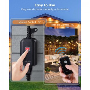 SURAIELEC Outdoor Remote Control Outlet, interruptor de encendido remoto impermeable inalámbrico, 15 amperios, rango de 100 pies, 1 salida remota 1, enchufe eléctrico para Navidad, luces al aire libre, decoraciones navideñas