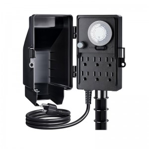 Temporizador de apuestas de alimentación al aire libre de Suraielec, temporizador de luz mecánica de 24 horas, tira de alimentación eléctrica resistente a la intemperie, división de enchufe de salida múltiple de cable de extensión de 6 pies para luces de patio, decoraciones navideñas
