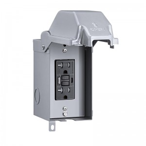 Caja de salida GFCI al aire libre Suraielec con puertos USB-C y USB-A, receptáculos WRTR GFCI de 20 amperios de agua, recinto 3R impermeable 3R, TOPA de salida de metal, enchufe de alimentación para patio trasero, iluminación de vacaciones
