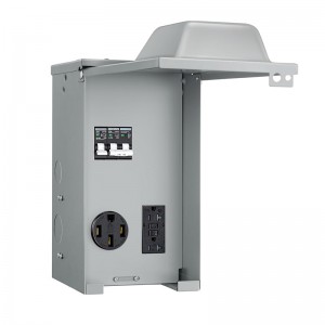 Panel de salida de potencia temporal Suraielec con interruptor, panel de salida eléctrica de RV con receptáculo de 20 y 50 amperios, 125/250 voltios, caja eléctrica para parques de vehículos recreativos, sitios de construcción, NEC & ETL enumerados