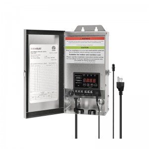 Transformador de paisaje Suraielec 300W (12V/15V AC), transformadores de bajo voltaje de bajo voltaje al aire libre para iluminación de paisajes, sensor de fotocélula desmontable y temporizador digital, acero inoxidable, ETL listado