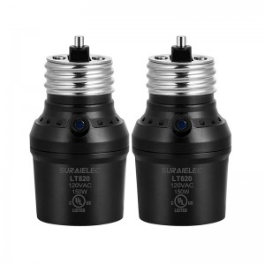 Subalámina del sensor de luz Suraielec, enchufe automático de anochecer a amanecer con rotación del sensor de 360 ​​°, adaptador de base de bombilla E26 E26 para iluminación al aire libre, UL, listado, negro, 2 paquete