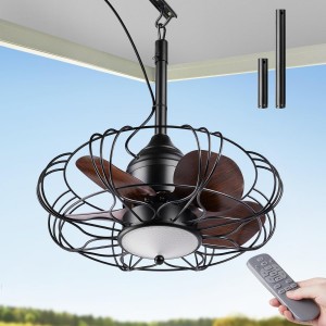Ventilador de la Gazebo Suraielec de 20 ″, enchufe en el techo de enchufe al aire libre con luz y remoto, 6 velocidades, 3 temperaturas de color, ventiladores colgantes impermeables para patio, porche, pergola, 5 cuchillas, cable de 20 pies
