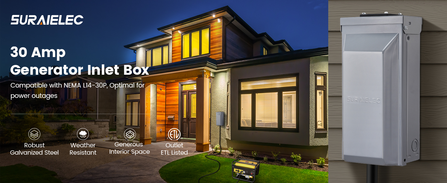 SURAIELEC Generator Power Inlet Box, NEMA Generator Box for Generator ...