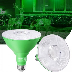 Suraielec PAR38 Bollar de inundación verde navideña, bombilla de foco de atención LED, base E26, equivalente de 18W de 120W, 1200 lm, bombilla verde con clasificación húmeda para al aire libre para porche, patio, decoración de Navidad, ETL, 2 paquete