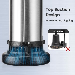 SURAIELEC SUMBER SUMBERSIBLE, Bomba de sumidero de 3/4 HP para sótano, 4400 GPH, bombas de sumidero automático con interruptor de flotación vertical, descarga NPT de 1-1/2 ", cable de 25 pies, hierro fundido y acero inoxidable, Listado UL, UL, listado con UL.