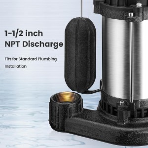 SURAIELEC SUMBER SUMBERSIBLE, Bomba de sumidero de 3/4 HP para sótano, 4400 GPH, bombas de sumidero automático con interruptor de flotación vertical, descarga NPT de 1-1/2 ", cable de 25 pies, hierro fundido y acero inoxidable, Listado UL, UL, listado con UL.