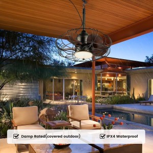 SURAIELEC 20″ Gazebo Fan, Outdoor Plug in Ceiling Fan with Light and Remote, 6 Speeds, 3 Color Temperatures, Waterproof Hanging Fans for Patio, Porch, Pergola, 5 Blades, 20FT Cord
