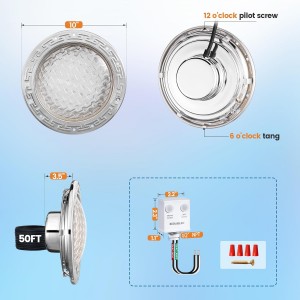 SURAIELEC 12V Smart LED Pool Lights, 35W Wi-Fi Pool Lights for Inground Pool, 10 inch Color Changing Pool Light Fixture for Pentair Large Wet Niches, Work with Alexa, Google Assistant, 50FT Cord