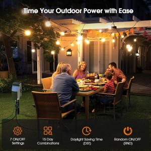Suraielec Estaca de energía al aire libre, temporizador digital programable de 7 días, Power Strip Weightprover, 6 múltiples impermeables de salida eléctrica, cable de extensión de 6 pies, para la luz del patio exterior, decoraciones de Halloween