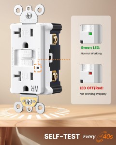 SURAIELEC GFCI OUTLET 20 amperios de 20 amperios, 2 paquetes de autocomprobación GFI Sutales eléctricas, manipulador y resistente a la intemperie, receptáculo GFCI con placas de pared sin tornillos, GFCI para baño, cocina y al aire libre, listado, UL, blanco blanco, blanco