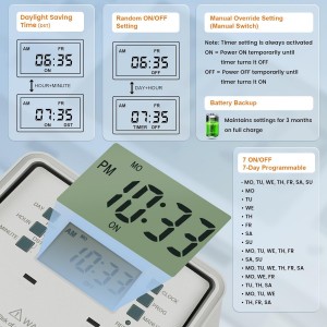 Temporizador de la piscina Suraielec, interruptor del temporizador de bomba de piscina digital de 7 días, 40 amperios de servicio pesado, 120/240/277 VAC, caja de temporizador programable de 2 hp para bomba de piscina, calentador de agua caliente, luces, uso exterior/interior
