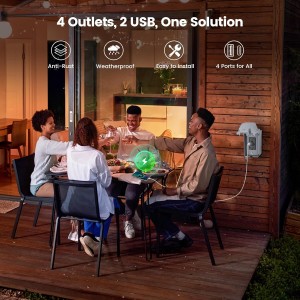 Caja de salida GFCI al aire libre Suraielec con puertos USB-C y USB-A, receptáculos WRTR GFCI de 20 amperios de agua, recinto 3R impermeable 3R, TOPA de salida de metal, enchufe de alimentación para patio trasero, iluminación de vacaciones