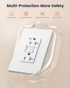 SURAIELEC GFCI OUTLET 20 amperios de 20 amperios, 2 paquetes de autocomprobación GFI Sutales eléctricas, manipulador y resistente a la intemperie, receptáculo GFCI con placas de pared sin tornillos, GFCI para baño, cocina y al aire libre, listado, UL, blanco blanco, blanco