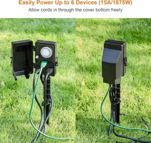 Temporizador de apuestas de alimentación al aire libre de Suraielec, temporizador de luz mecánica de 24 horas, tira de alimentación eléctrica resistente a la intemperie, división de enchufe de salida múltiple de cable de extensión de 6 pies para luces de patio, decoraciones navideñas