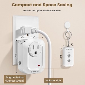 Suraielec Remote Control Outlet, interruptor de luz inalámbrico de 100 pies de largo alcance, sin interferencia, enchufe interior para lámparas, ventiladores, árboles de Navidad, pequeños electrodomésticos