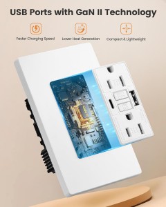 SURAIELEC 15 AMP GFCI OUTLET con puertos USB-C y USB-A, combinación de salida eléctrica GFCI GFCI con USB, salida USB GFCI resistente a la tamperidad, placa de pared sin tornillo incluida, Listada ETL, blanco, 1