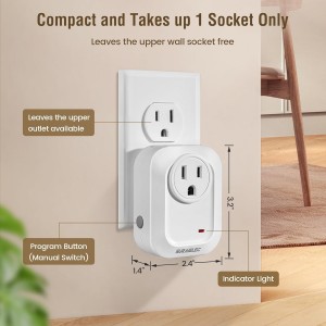 Suraielec Interruptor de pared inalámbrico de control de control remoto, no se necesita cableado, rango de RF de 100 pies, kit de interruptor de luz remoto preprogramado, expandible para enchufar la luz colgante, lámpara, pequeño aparato eléctrico
