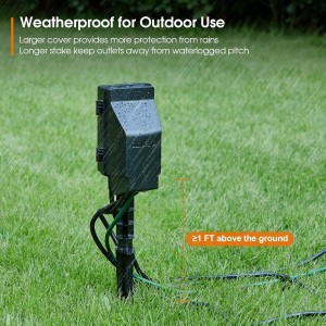 Suraielec Estaca de energía al aire libre, temporizador digital programable de 7 días, Power Strip Weightprover, 6 múltiples impermeables de salida eléctrica, cable de extensión de 6 pies, para la luz del patio exterior, decoraciones de Halloween