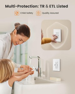 SURAIELEC 15 AMP GFCI OUTLET con puertos USB-C y USB-A, combinación de salida eléctrica GFCI GFCI con USB, salida USB GFCI resistente a la tamperidad, placa de pared sin tornillo incluida, Listada ETL, blanco, 1