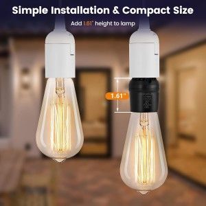Subalámina del sensor de luz Suraielec, enchufe automático de anochecer a amanecer con rotación del sensor de 360 ​​°, adaptador de base de bombilla E26 E26 para iluminación al aire libre, UL, listado, negro, 2 paquete