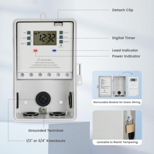 Temporizador de la piscina Suraielec, interruptor del temporizador de bomba de piscina digital de 7 días, 40 amperios de servicio pesado, 120/240/277 VAC, caja de temporizador programable de 2 hp para bomba de piscina, calentador de agua caliente, luces, uso exterior/interior